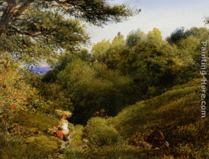 A Surrey Glade painting - John Linnell A Surrey Glade art painting